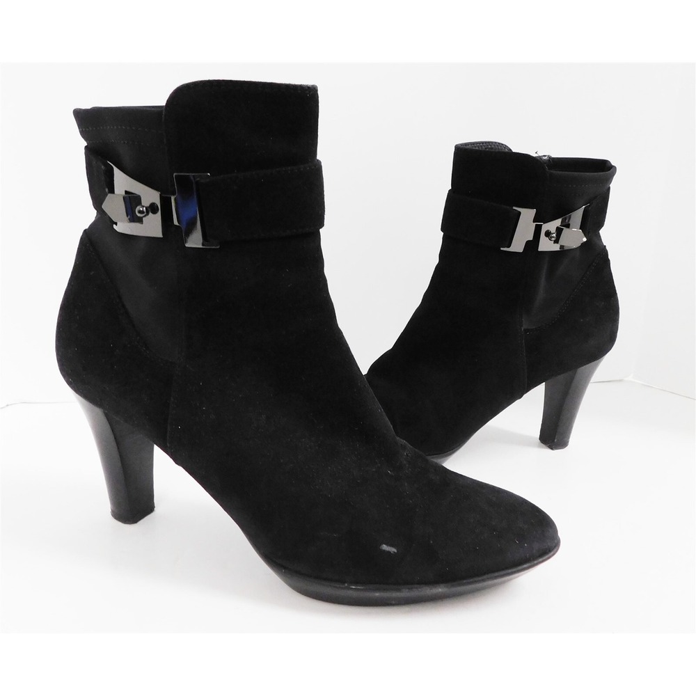 Aquatalia by Marvin K. Black Suede Leather Ankle Boots Italy 8.5 M